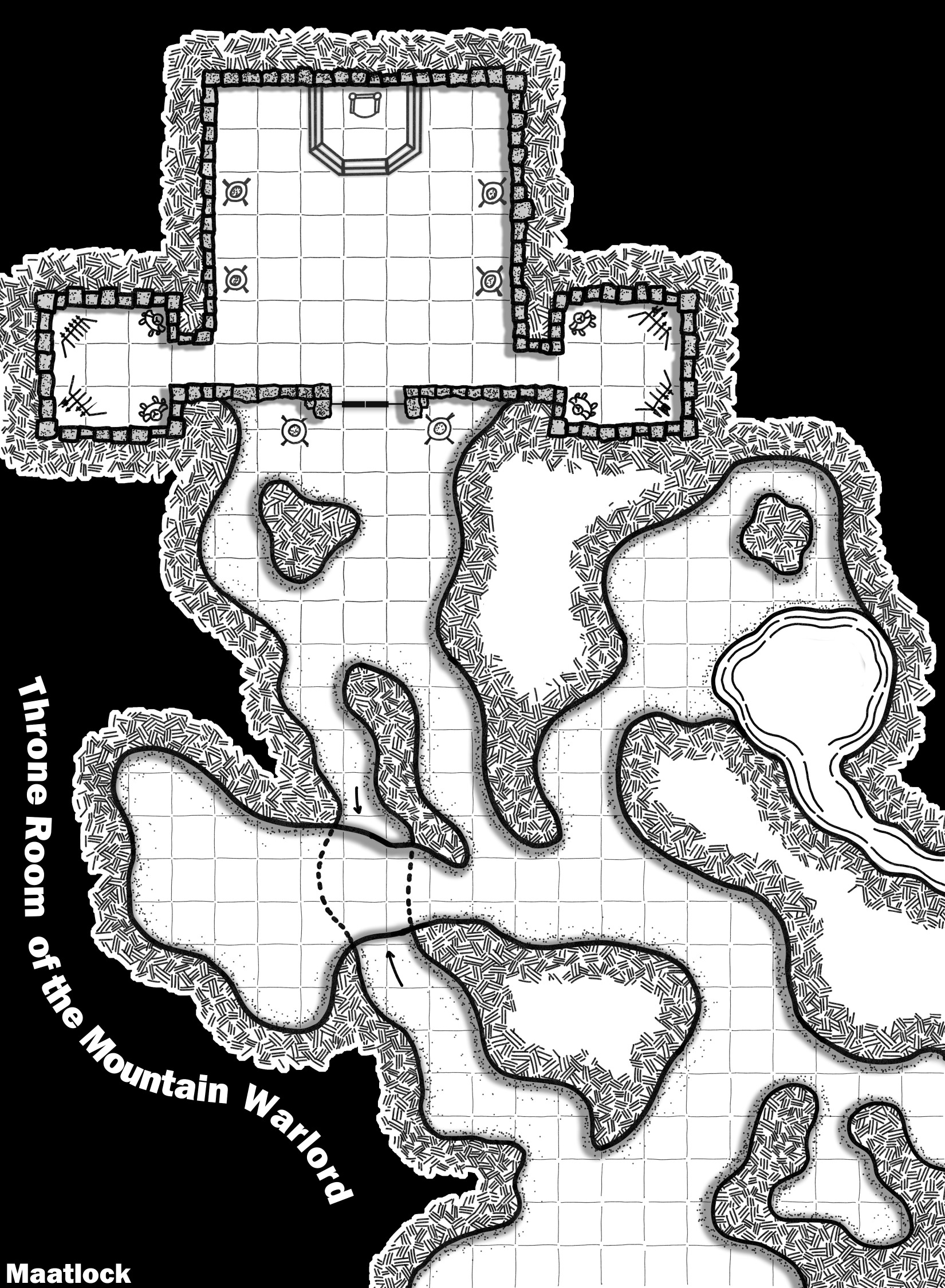 11x15, B&W, Gridded, Throne of the Mountain Warlord Thumbnail